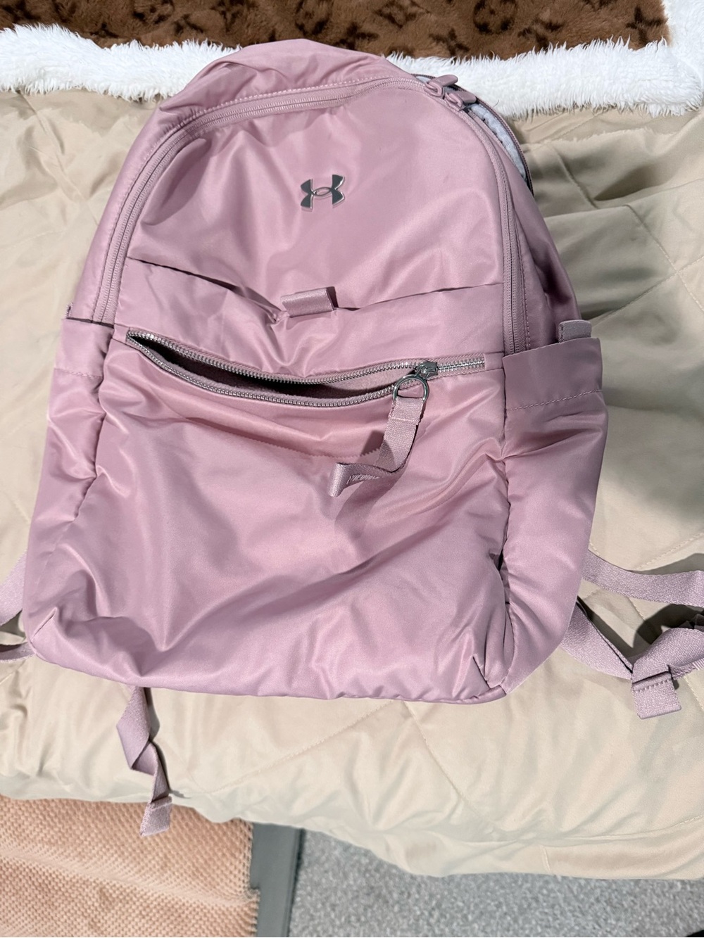 Under Armour Dusty Rose Women’s Backpack with Silver Logo